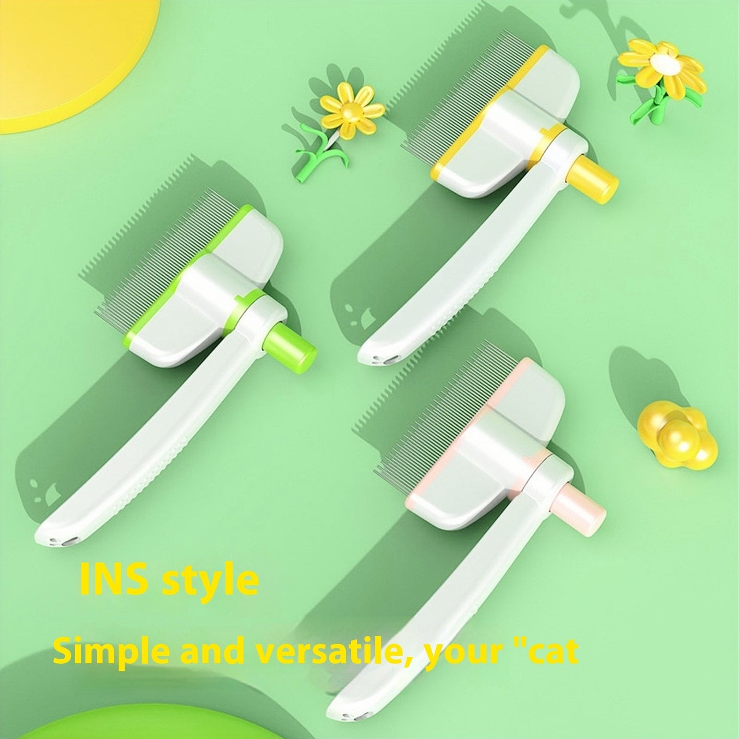 One-Button Self-Cleaning Dog & Cat Brush